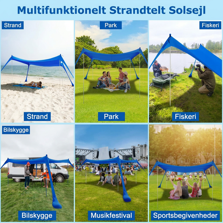Stort Solskyggetelt til Strand med UV-Beskyttelse