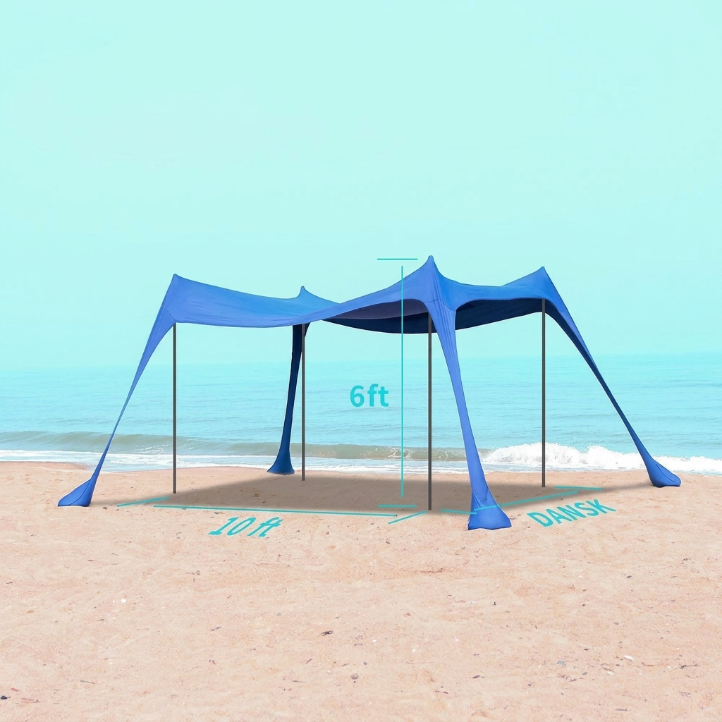 Stort Solskyggetelt til Strand med UV-Beskyttelse