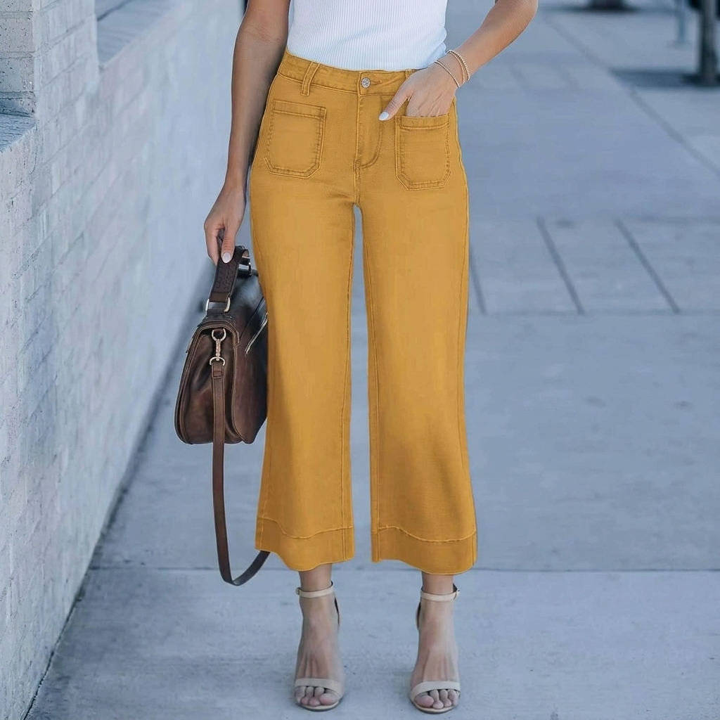 Casual Chic Høy Midje Straight Brede Ben Jeans