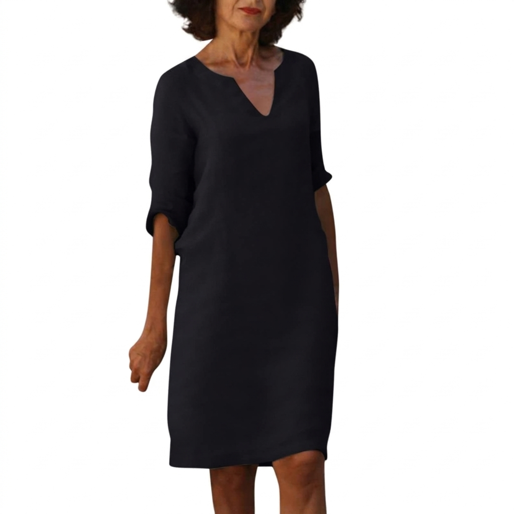 Kvinnes Vintage Stil V-Hals Kjole
