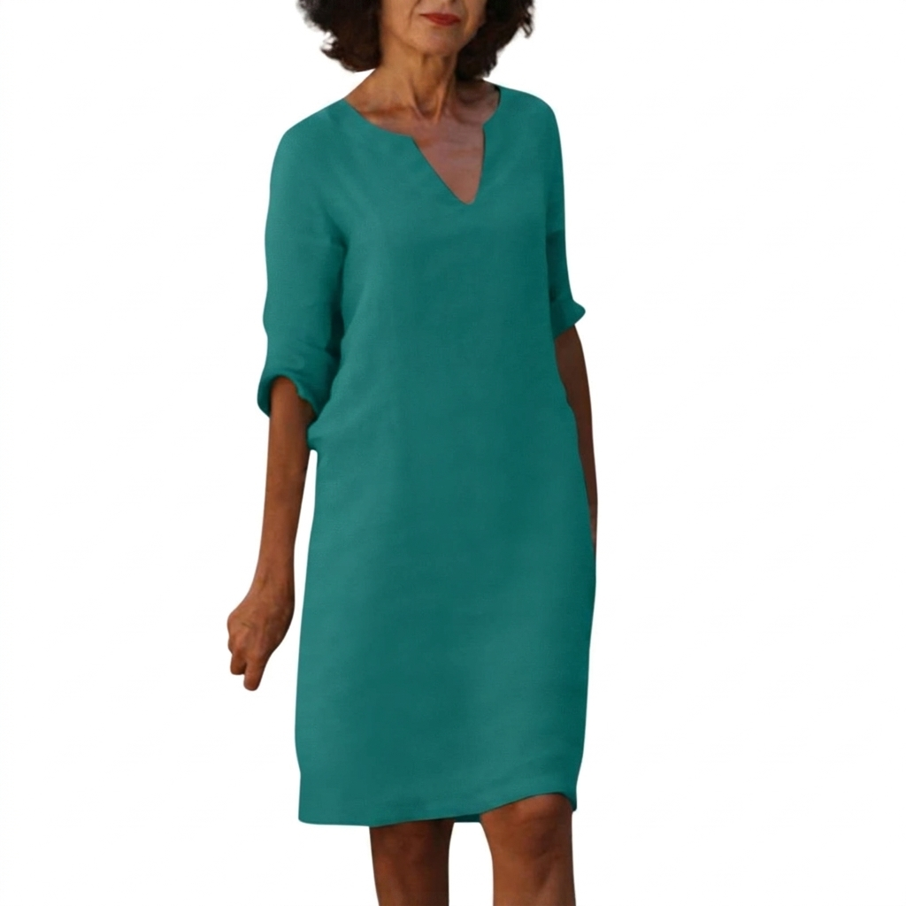 Kvinnes Vintage Stil V-Hals Kjole