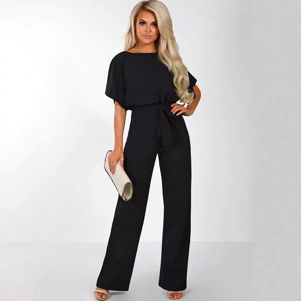 Dame Kort Erme Rett Bein Jumpsuit
