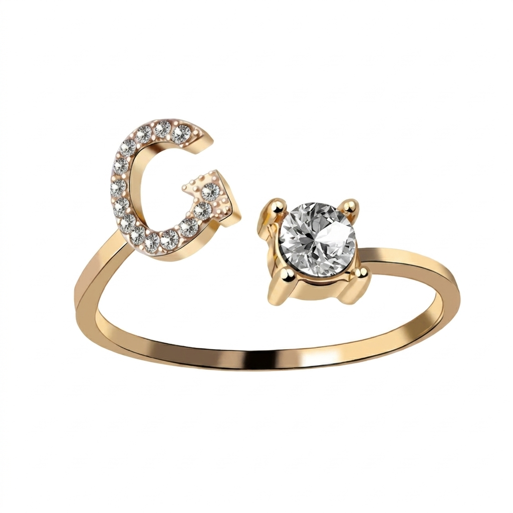 Elegant Ring med Forbokstav til Kvinner