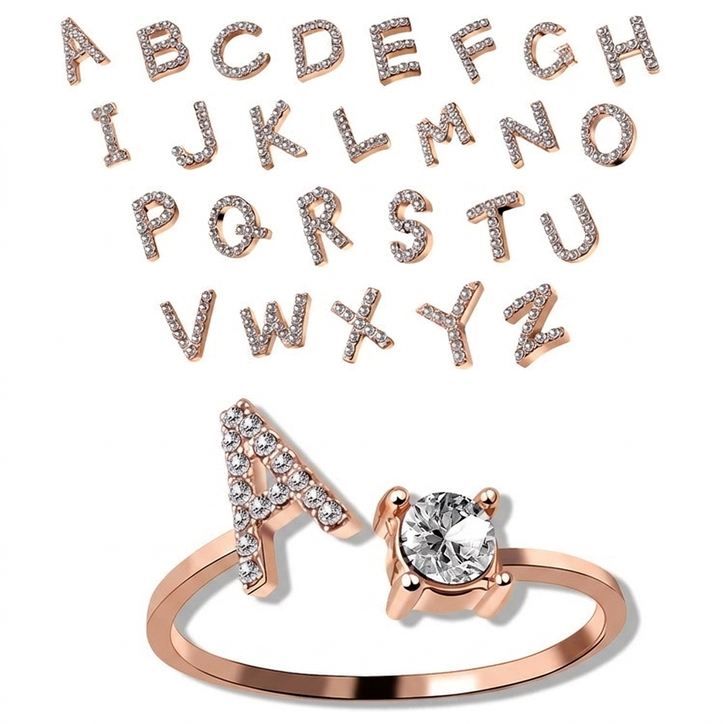 Elegant Ring med Forbokstav til Kvinner