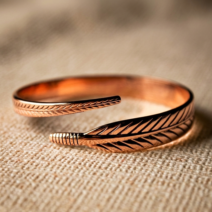 Retro Kobber Armbånd Med Bladmønster
