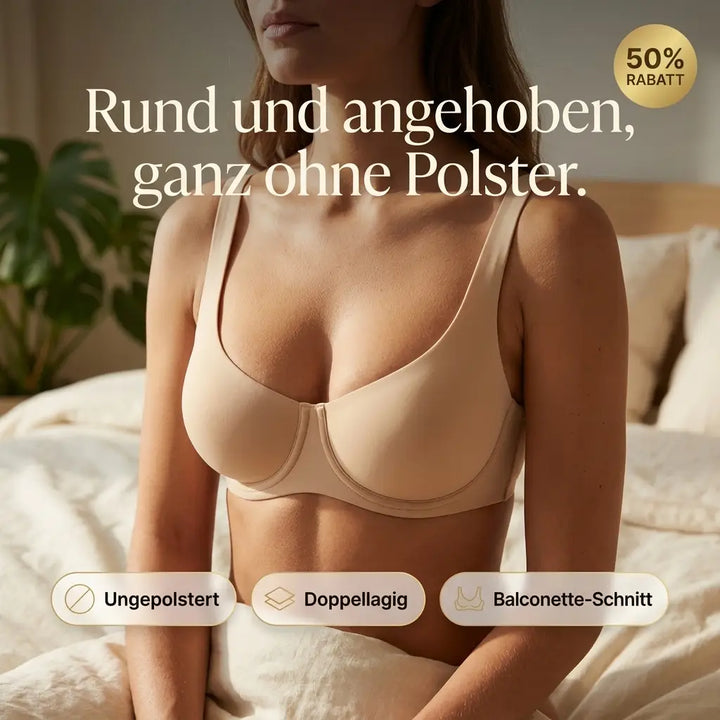 Sømløs balconette-BH med dobbeltlagede skåler, løfter og former uten polstring