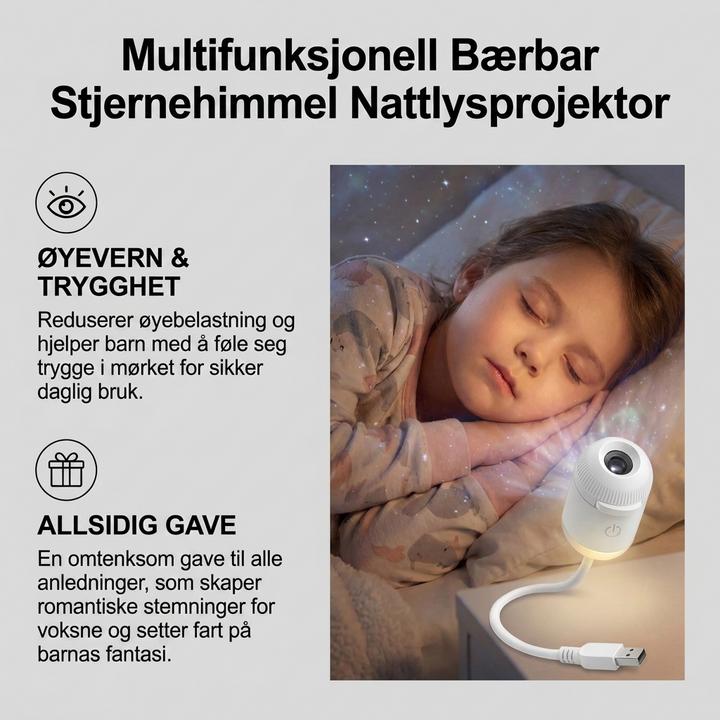USB-nattlys med Stjernehimmelprojektor