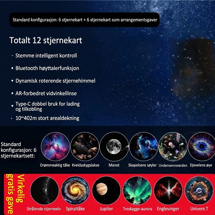 USB-nattlys med Stjernehimmelprojektor