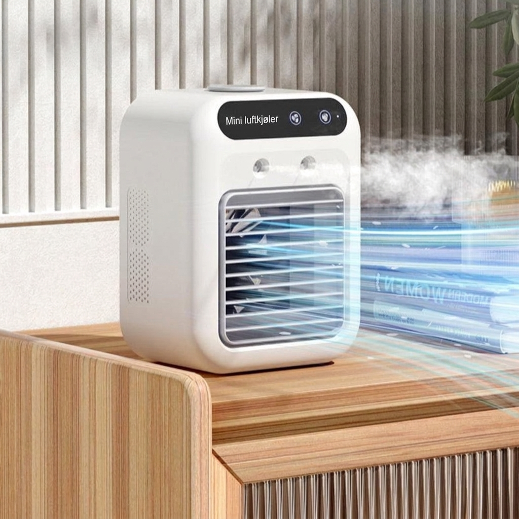 Mini Luftkjølevifte med Mist Spray og Portabel Design