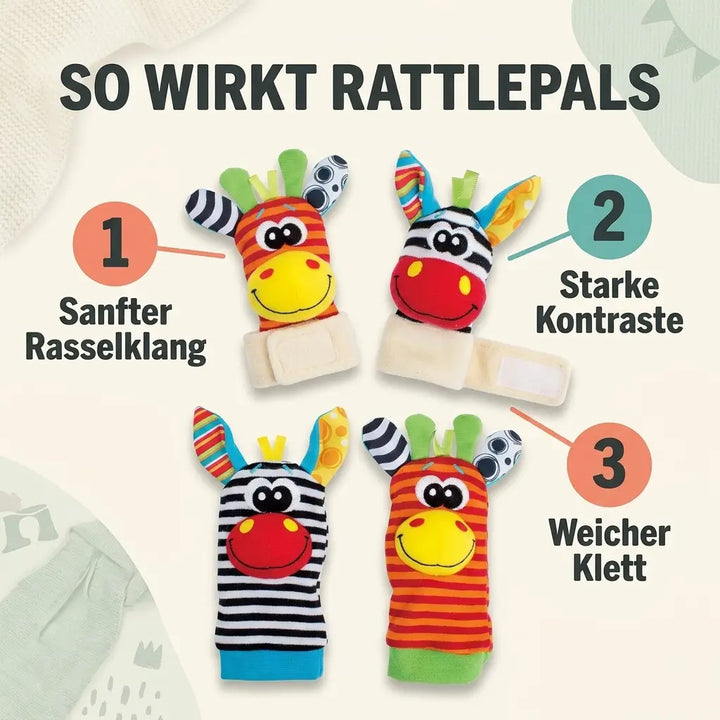 Rangle-sett til baby for hender og føtter, 4 deler, bomull, 0–12 måneder