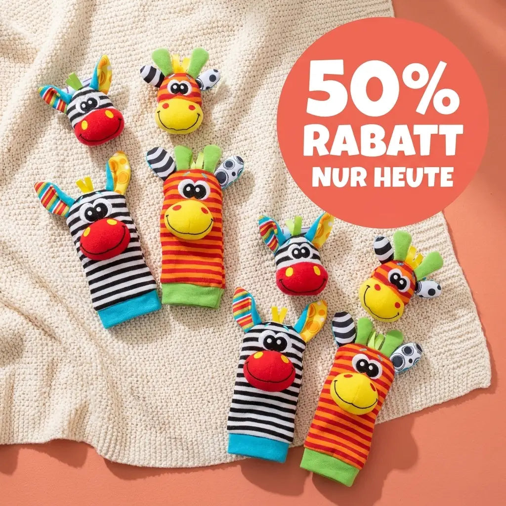 Rangle-sett til baby for hender og føtter, 4 deler, bomull, 0–12 måneder