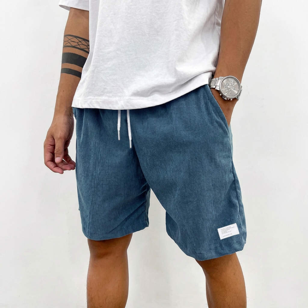 Ensfargede fritidsshorts for menn