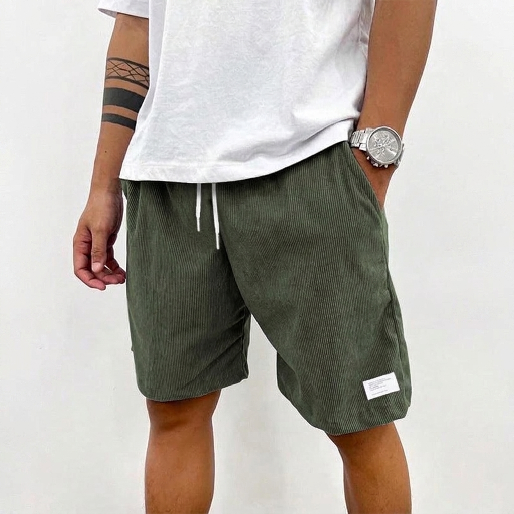 Ensfargede fritidsshorts for menn