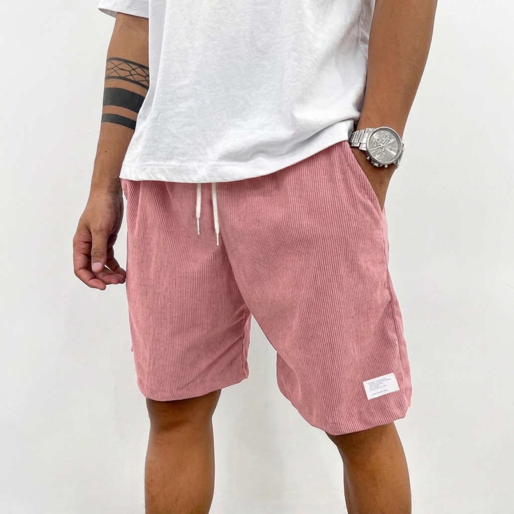 Ensfargede fritidsshorts for menn