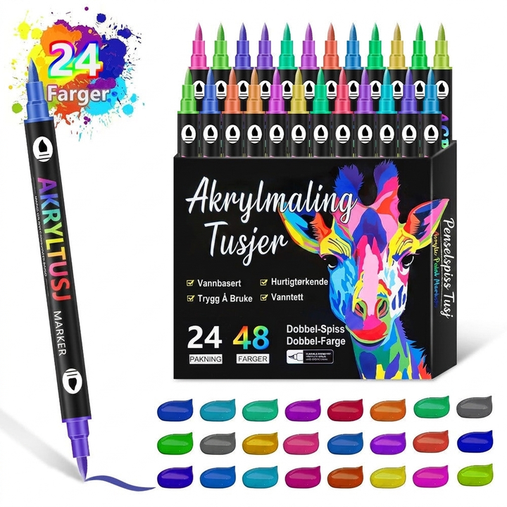 Dobbel-hodet To-farge Akryl Markering Pen