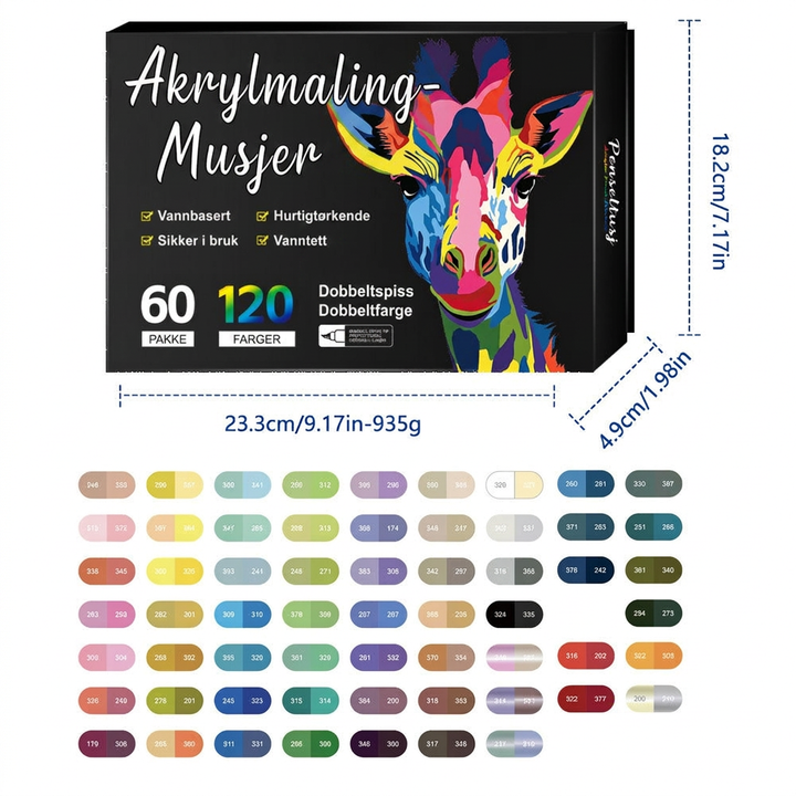 Dobbel-hodet To-farge Akryl Markering Pen