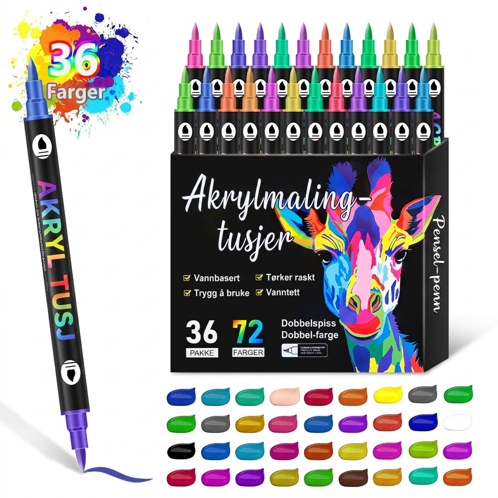 Dobbel-hodet To-farge Akryl Markering Pen