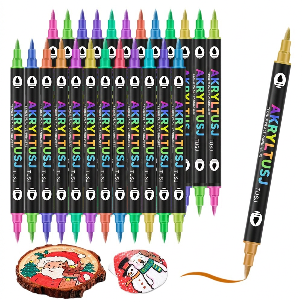 Dobbel-hodet To-farge Akryl Markering Pen