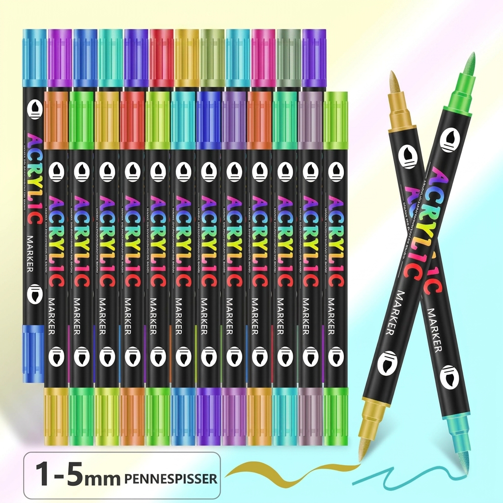 Dobbel-hodet To-farge Akryl Markering Pen