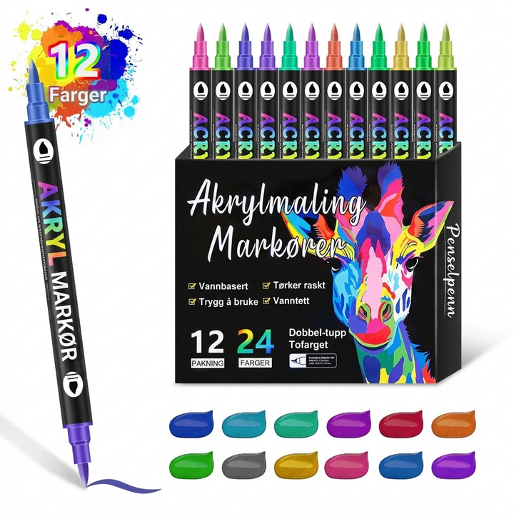 Dobbel-hodet To-farge Akryl Markering Pen