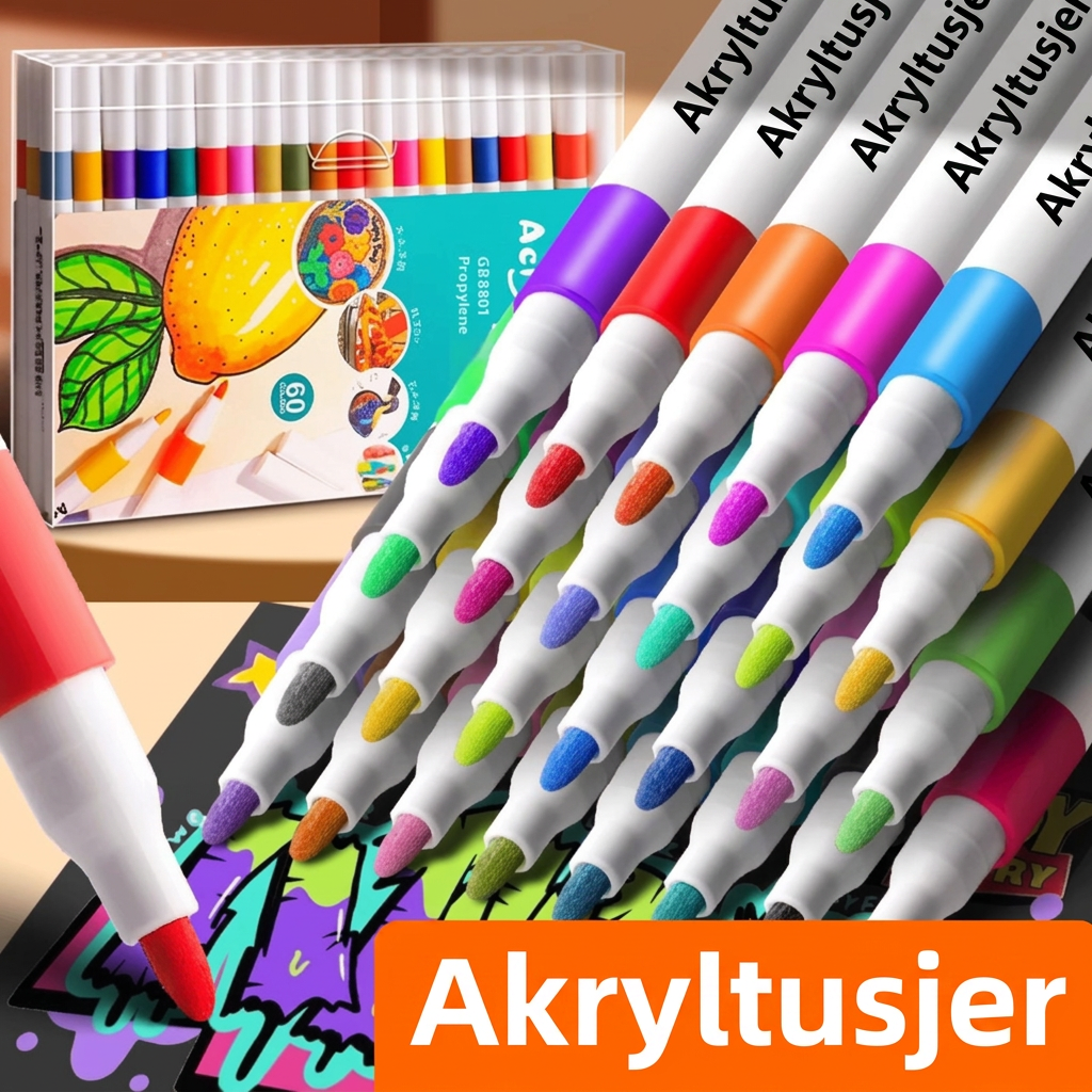 Akrylpenner med Ekte Farger