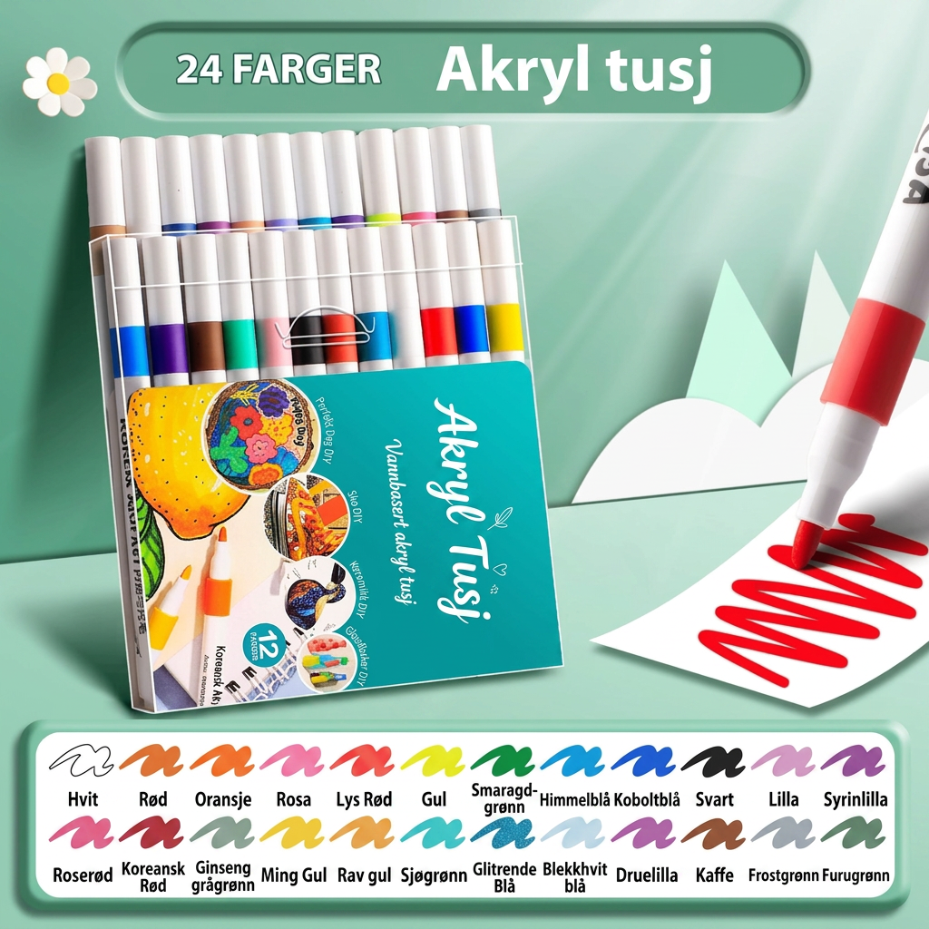 Akrylpenner med Ekte Farger