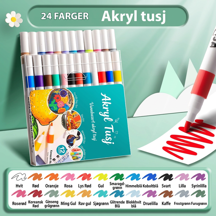 Akrylpenner med Ekte Farger