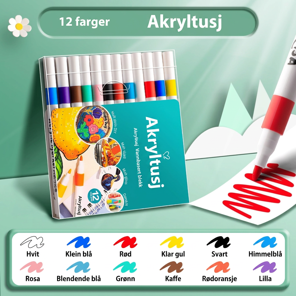 Akrylpenner med Ekte Farger
