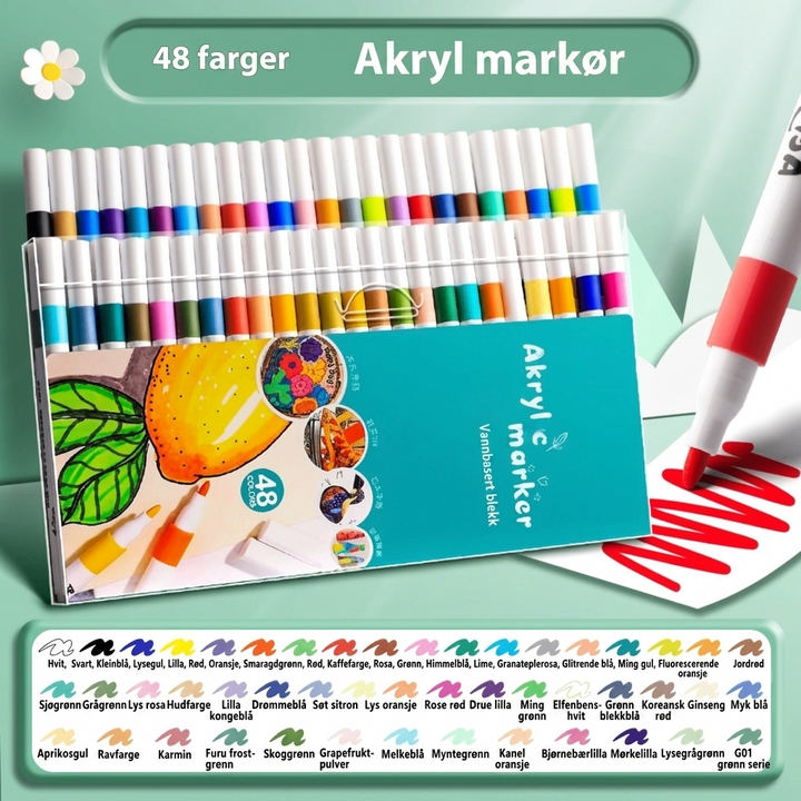 Akrylpenner med Ekte Farger