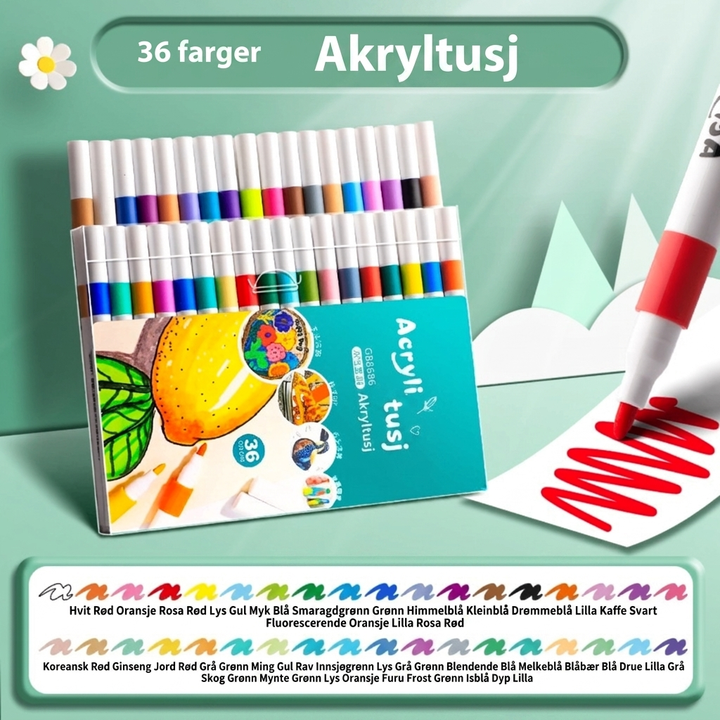 Akrylpenner med Ekte Farger