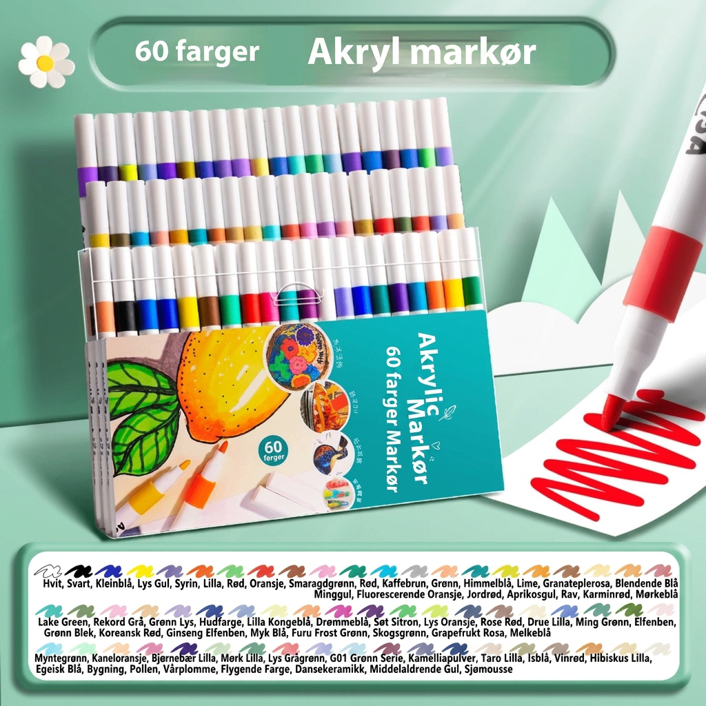 Akrylpenner med Ekte Farger