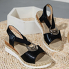 Kvinners Hemp Rep Wedge Peep Toe Sandaler