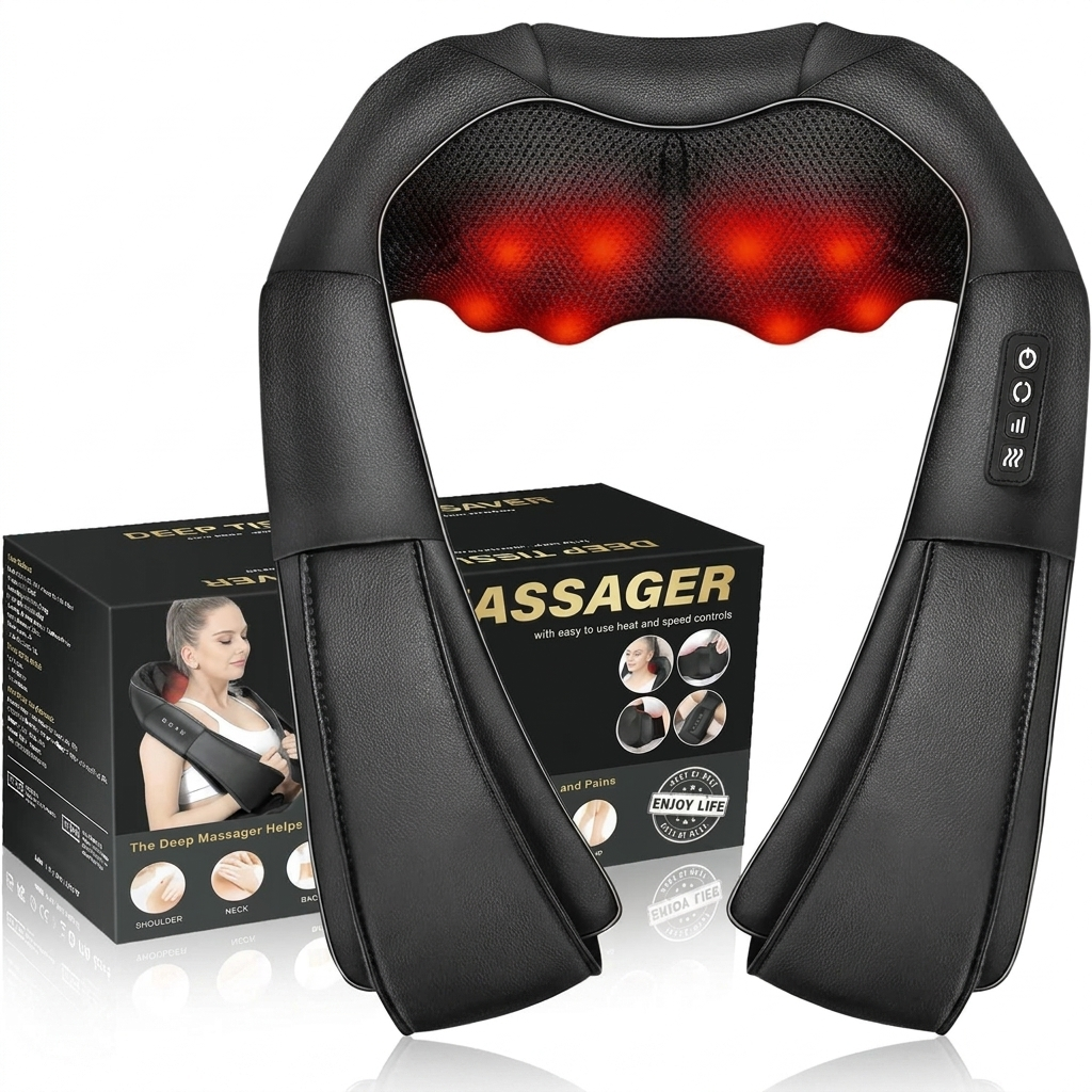 Elektrisk Shiatsu Nakke- og Skuldermassasjearmatur med Varme