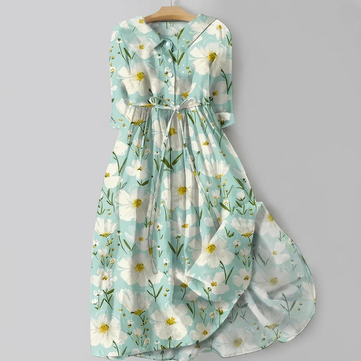 Blomstrete Bohemsk Maxi Skjorte Kjole