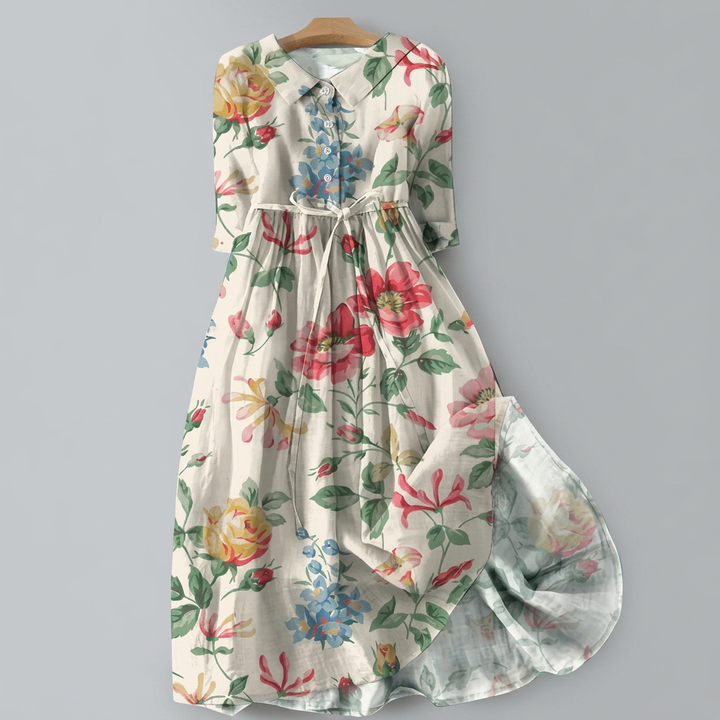Blomstrete Bohemsk Maxi Skjorte Kjole