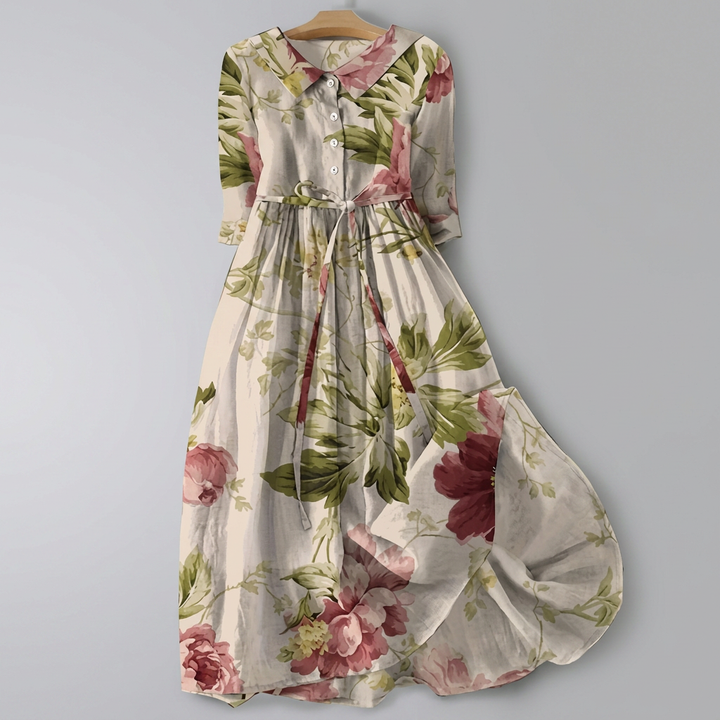 Blomstrete Bohemsk Maxi Skjorte Kjole