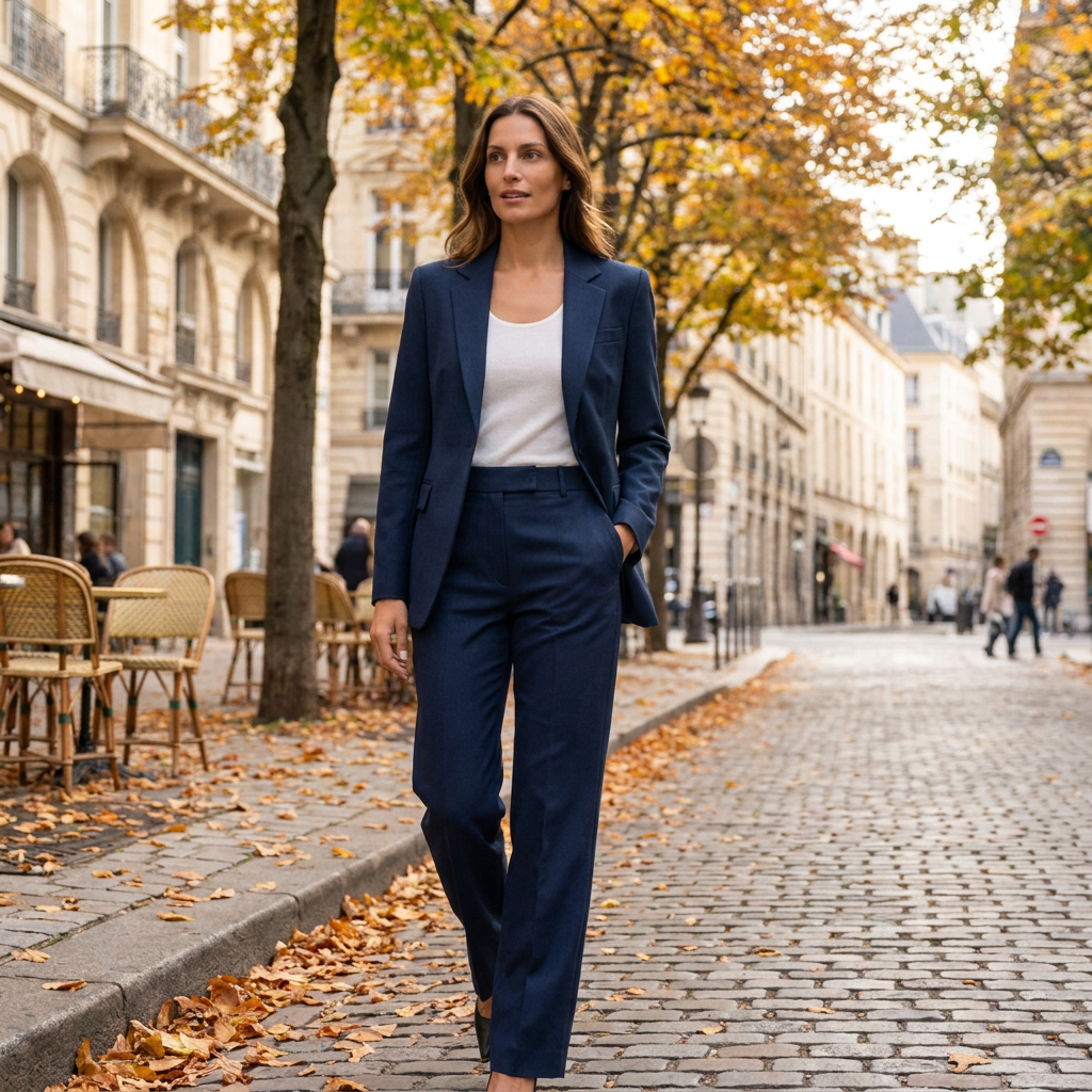 Buksedress til Dame – Blazer med Struktur & Rett Bukse