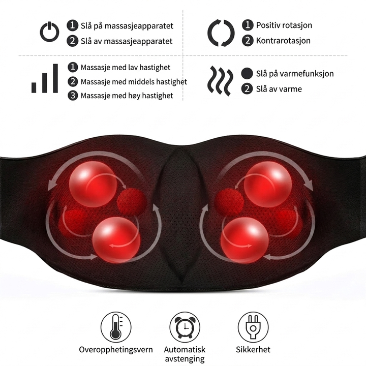 Elektrisk Shiatsu Nakke- og Skuldermassasjearmatur med Varme