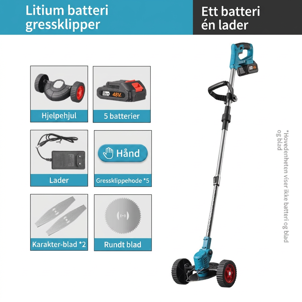 Kompakt, håndholdt elektrisk gressklipper til hjemmebruk
