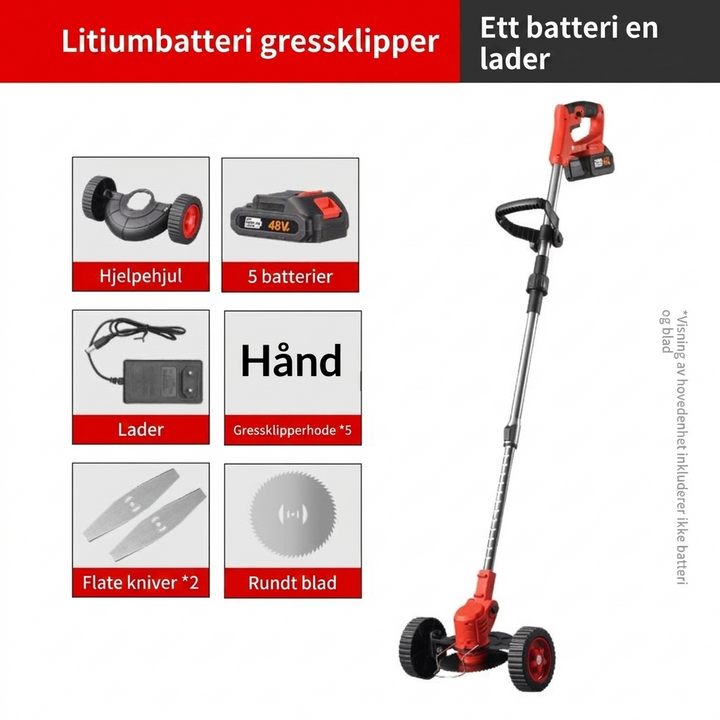 Kompakt, håndholdt elektrisk gressklipper til hjemmebruk