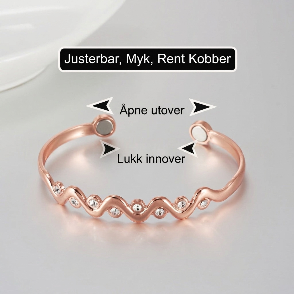 Ren Rød Kobber Bølgeformet Zircon Magnetisk Cuff Armbånd