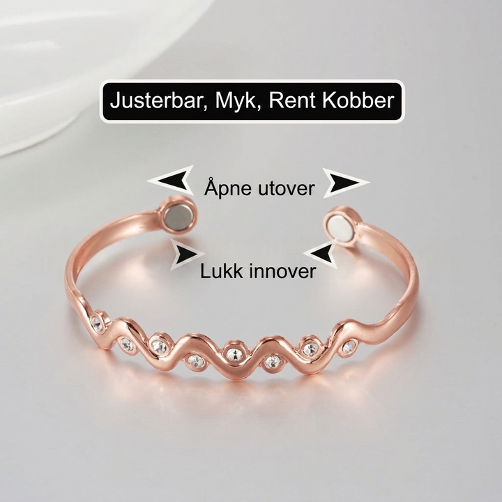Ren Rød Kobber Bølgeformet Zircon Magnetisk Cuff Armbånd