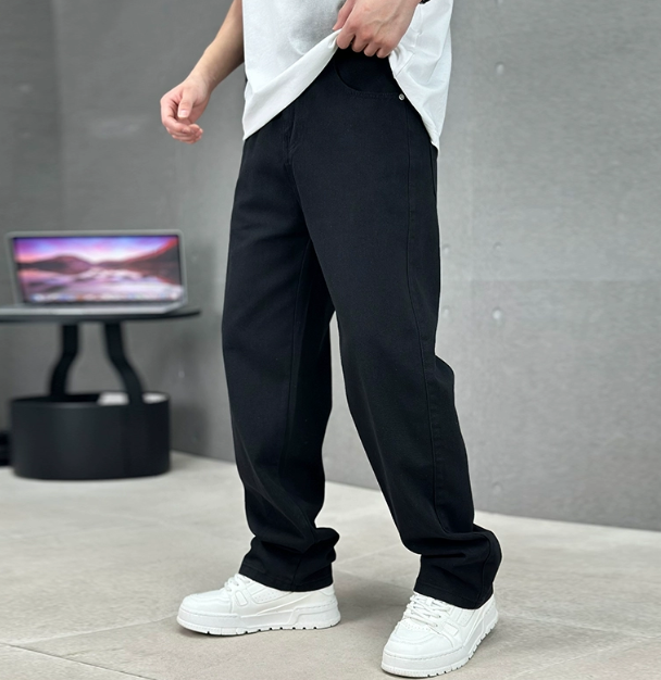 Herre Straight Leg Jeans Bomull - Klassisk Denimbukse