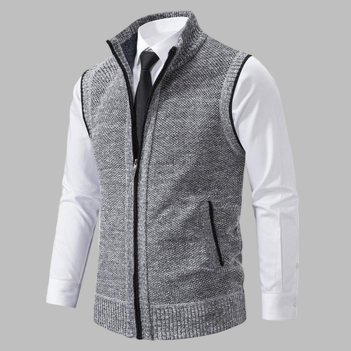 Menns Klassiske Strikkede Zip-Up Vest