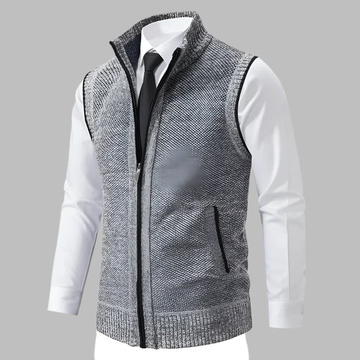 Herres full-zip strikket genser vest