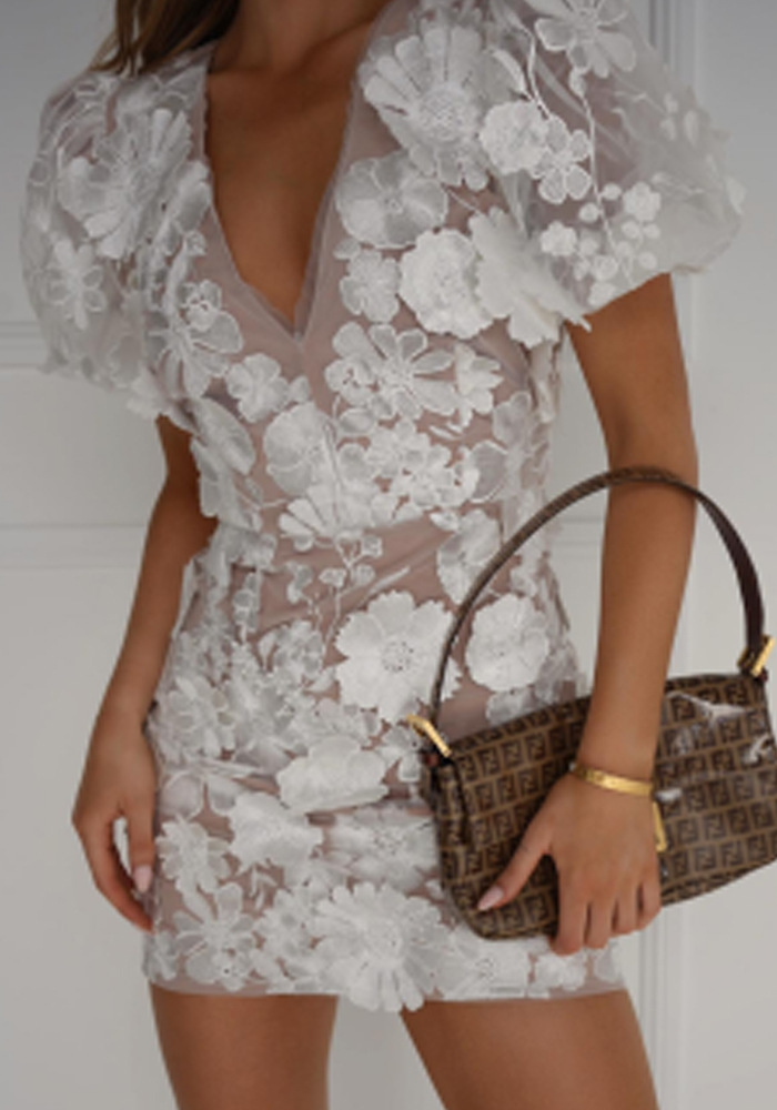 Kvinners Blomster Mini Kjole