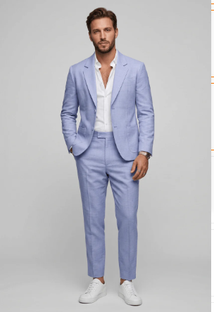 Slim fit-dress til herre – todelt med notch-slag, passer til jobb og formelle anledninger