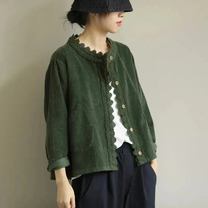 Corduroy Stitch Detail Kvinners Jakke