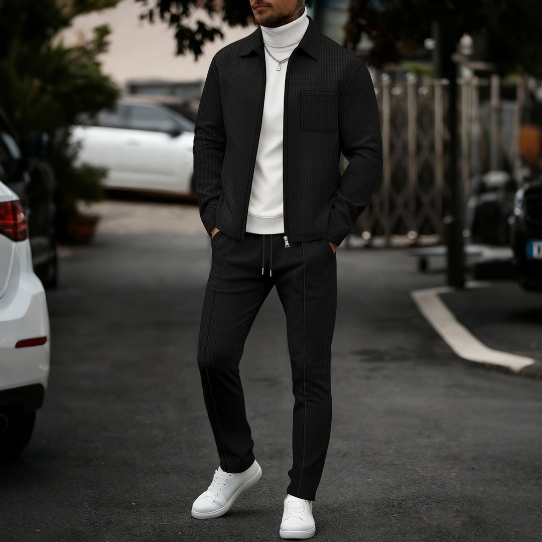Herre Slim Fit Sett – Med Glidelås, Egnet til Avslappet og Sportslig Aktivitet