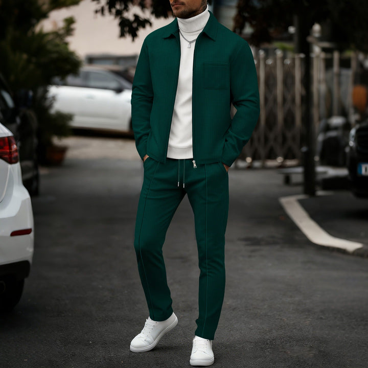 Herre Slim Fit Sett – Med Glidelås, Egnet til Avslappet og Sportslig Aktivitet